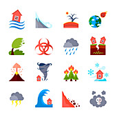Natural disaster icons, illustration
