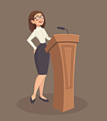 Woman giving lecture, illustration