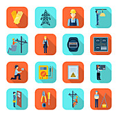 Electrician icons, illustration