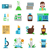 Pharmacy icons, illustration