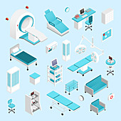 Hospital icons, illustration