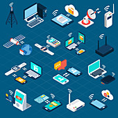 Wireless technology icons, illustration