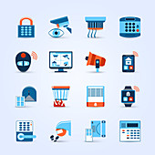 Home security icons, illustration