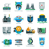 Energy production icons, illustration