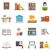 Library icons, illustration