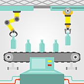 Production line robots, illustration