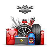 Car maintenance, illustration