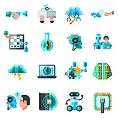 Artificial intelligence icons, illustration