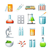 Pharmacology icons, illustration
