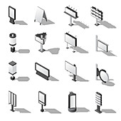Advertising sign icons, illustration