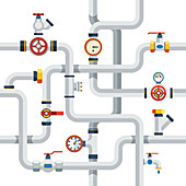 Interconnected pipes, illustration
