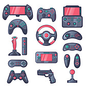 Video game controller icons, illustration