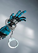 Robotic hand with handcuffs