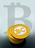 Bitcoin symbol and coins
