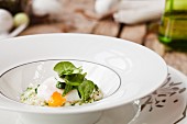 Risotto with poached egg for Easter