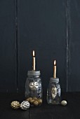 Candle holders made from screw-top jars