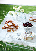 Cherry Squares with Coconut Ice Frosting