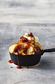 Sweet caramel apple and apricot cobbler