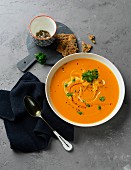 pumpkin soup sprinkled with parsley