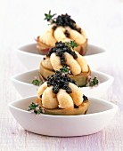 Stuffed artichokes with celeriac cream and caviar
