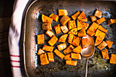 Oven-roasted and diced butternut squash