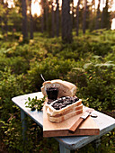 White bread with blueberry and ginger jam