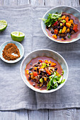 Vegan lentil chilli with vegetables