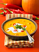 Thai red curry pumpkin soup