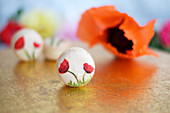 Macaroons decorated with flowers