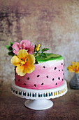 Watermelon cake with poppy seeds and grapefruit