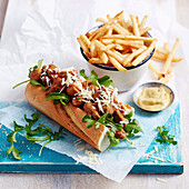 Stroganoff Baguette mit Pommes Frittes