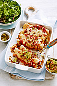 Überbackene Enchiladas mit Putenfleisch