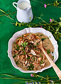 Creamy beef with chanterelle mushrooms and herbs