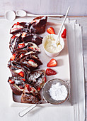 Strawberry and cocoa pancakes