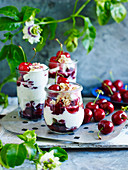 Joghurt-Kirsch-Dessert mit Haferflocken