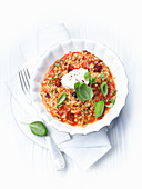 Tomato risotto with basil