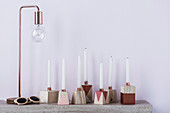 DIY candle holder and copper table lamp