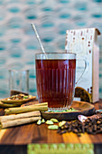 Chai rooibos tea with honey and cider