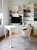 Desk with curved legs in white study