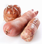 Zampone, Cotechino and Bondiola, three types of speciality sausage from Italy