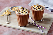 Peanut butter and chocolate shakes