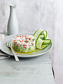 Crab and avocado salad with lime and ginger dressing