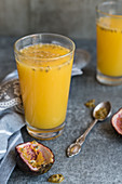 Fresh apple juice with passion fruit