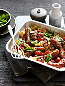 Rosemary Roasted Sausages and Tomatoes