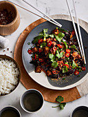 Aubergines with Szechuan pepper and mushrooms