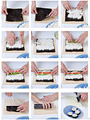 How to make maki sushi with surimi and cucumber
