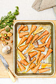 Oven roasted carrots (top view)