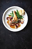 Sticky chicken with port wine figs and shallots
