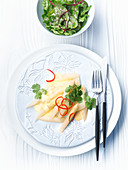 White asparagus with lemon grass and hollandaise sauce
