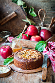 Apple cake with rye flour and honey